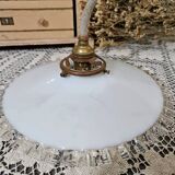 Old pendant lamp in pleated white opaline