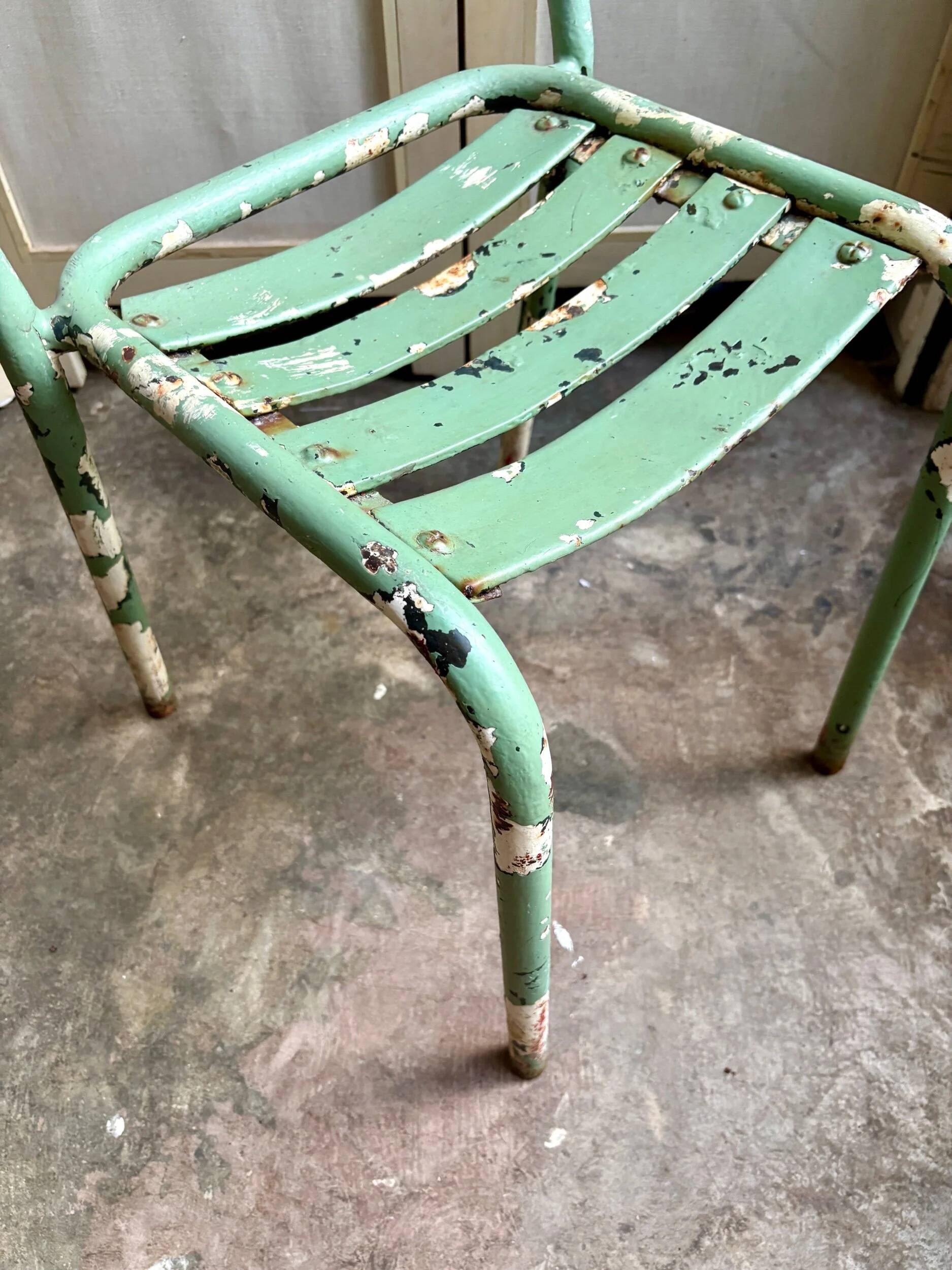 Tolix green metal garden chair no. 2