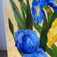 Blue and yellow irises, signed