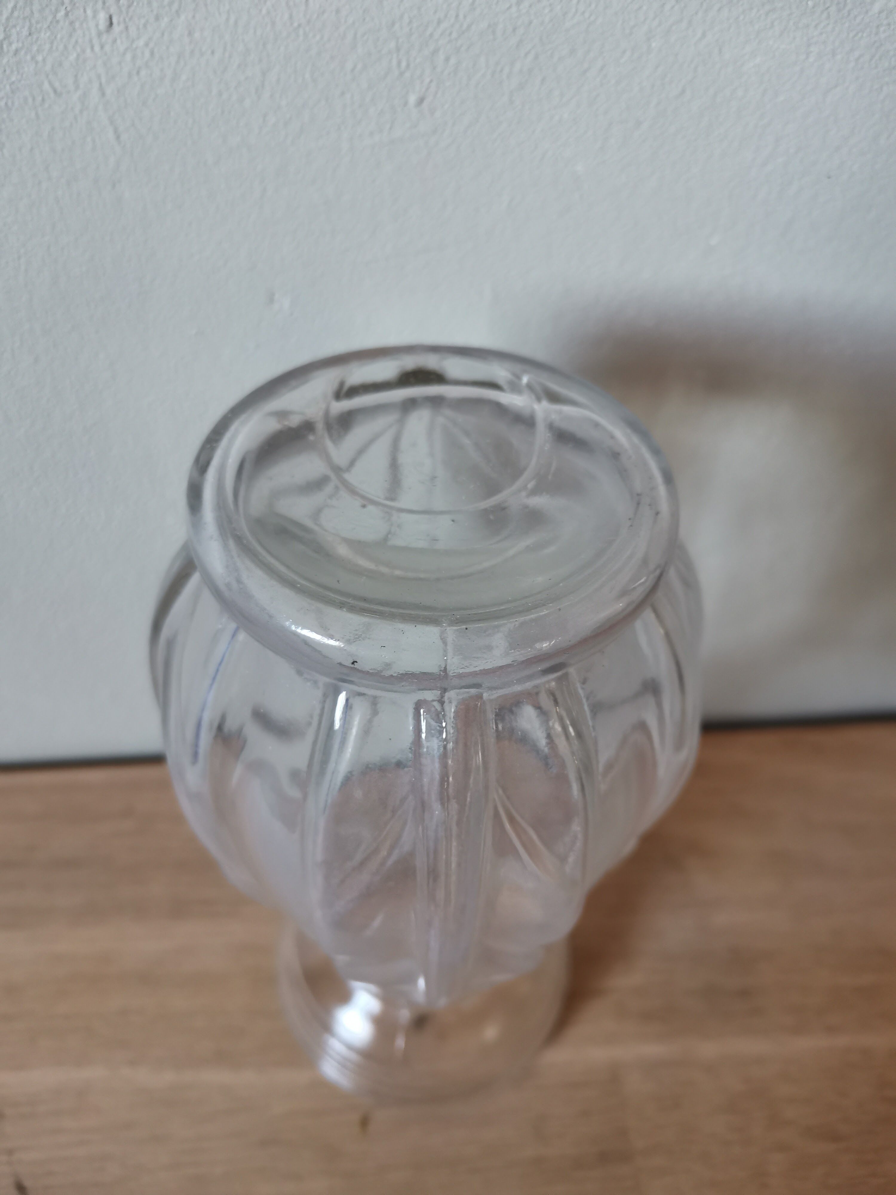Vintage molded glass bulb vase leaf pattern