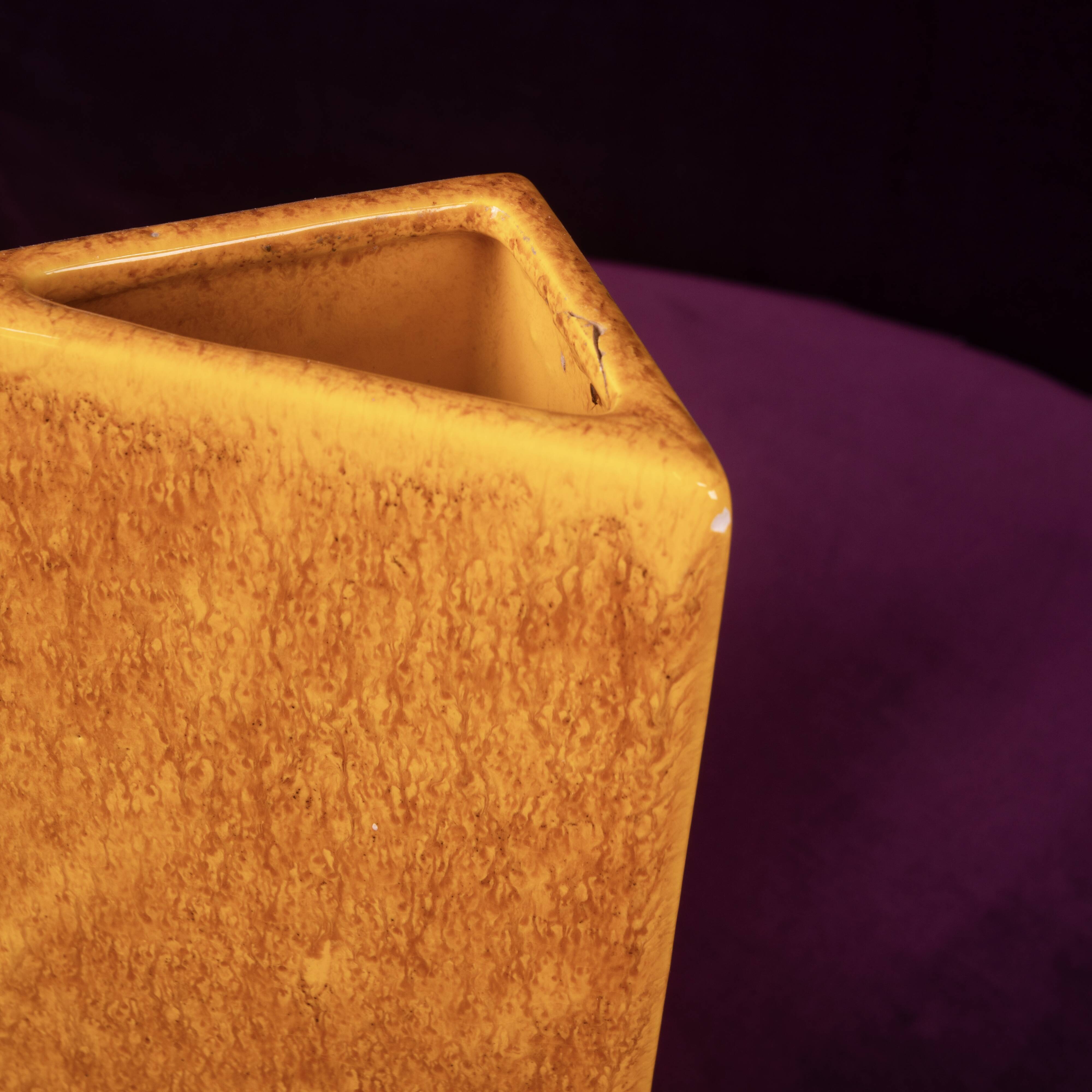 Sculptural Amber Ceramic Space Age Vase, Italy 1970