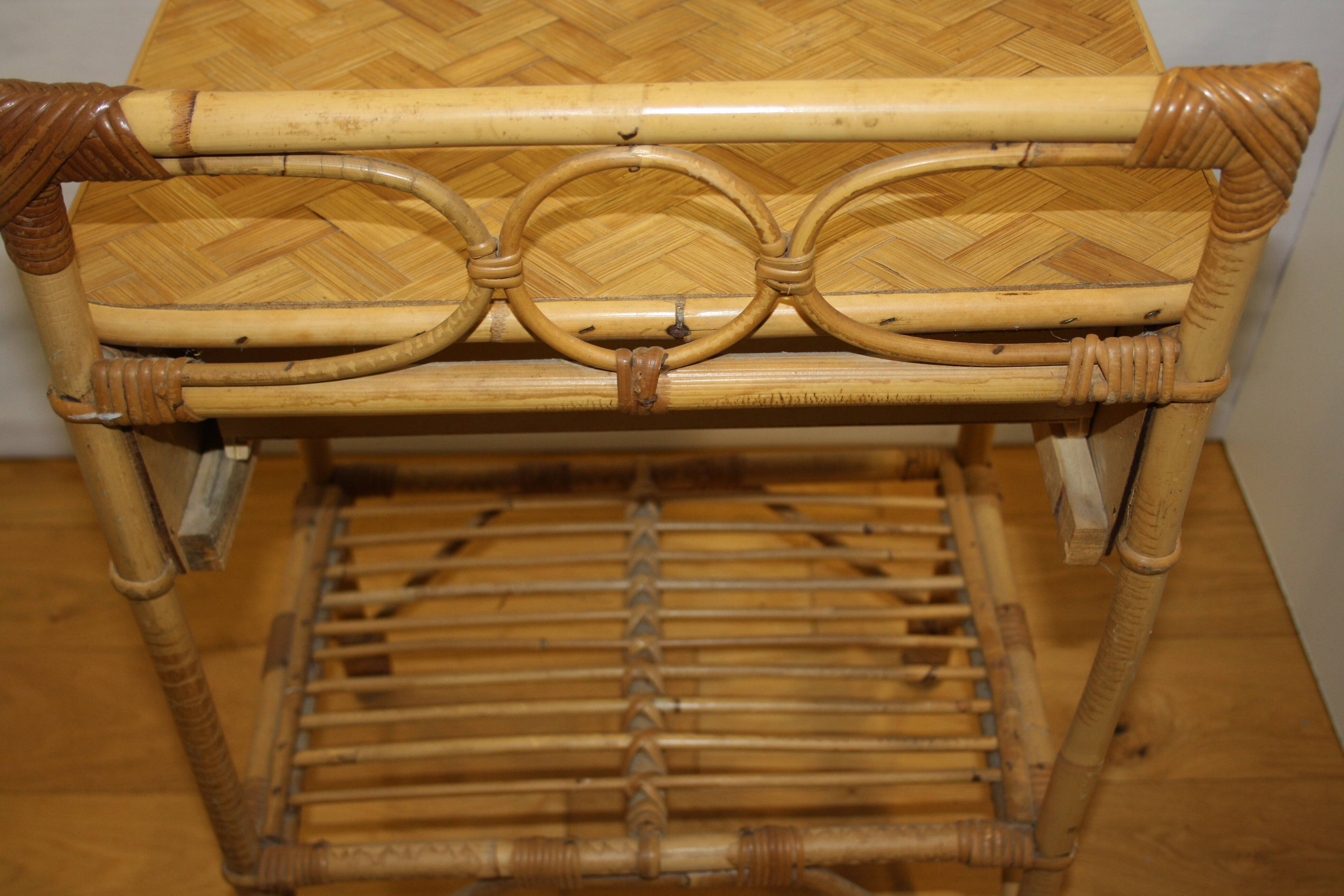 Vintage rattan bedside table