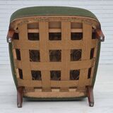 1960s, Danish highback armchair, green furniture velour, teak wood.