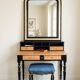 Miroir ancien noir et doré  – 98 x 78