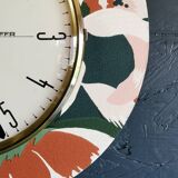 Vintage formica clock round silent wall pendulum "FFR terracotta green"