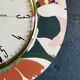 Vintage formica clock round silent wall pendulum "FFR terracotta green"