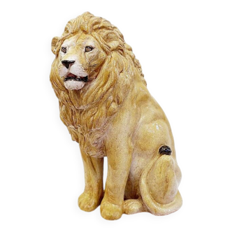 Vintage Glazed Terracotta Lion Sculpture, Italy, 1960s