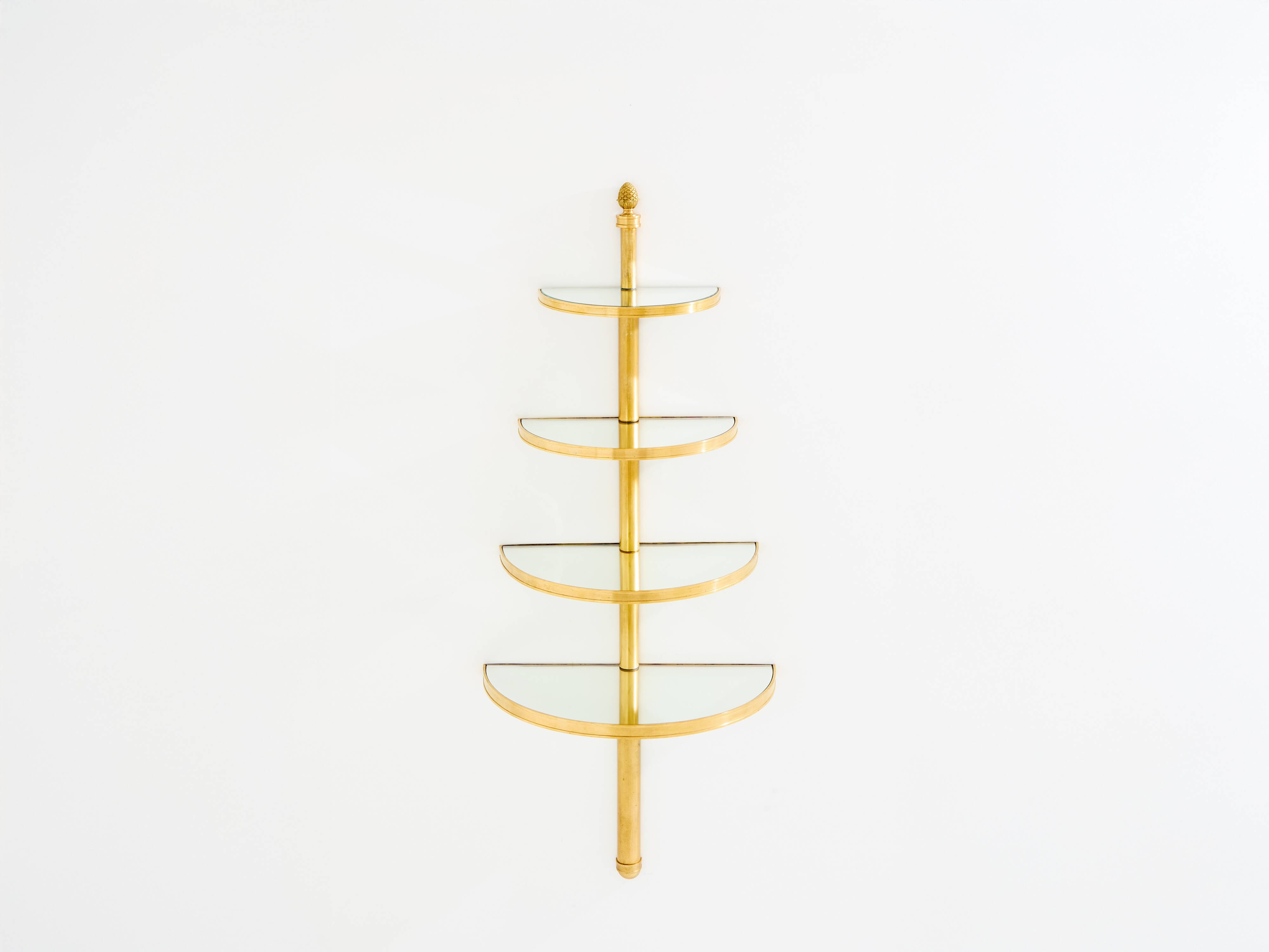 Neoclassical half-moon shelf Maison Jansen bronze and mirrors 1932
