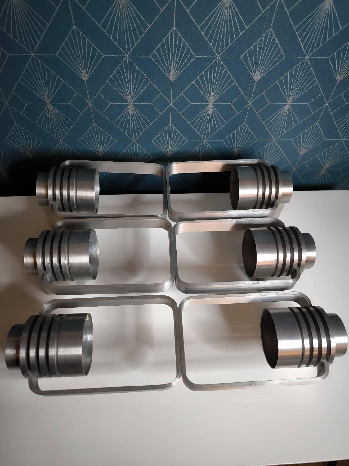 6 Vintage 1960 Mazda Pare Fée range brushed aluminum wall lights