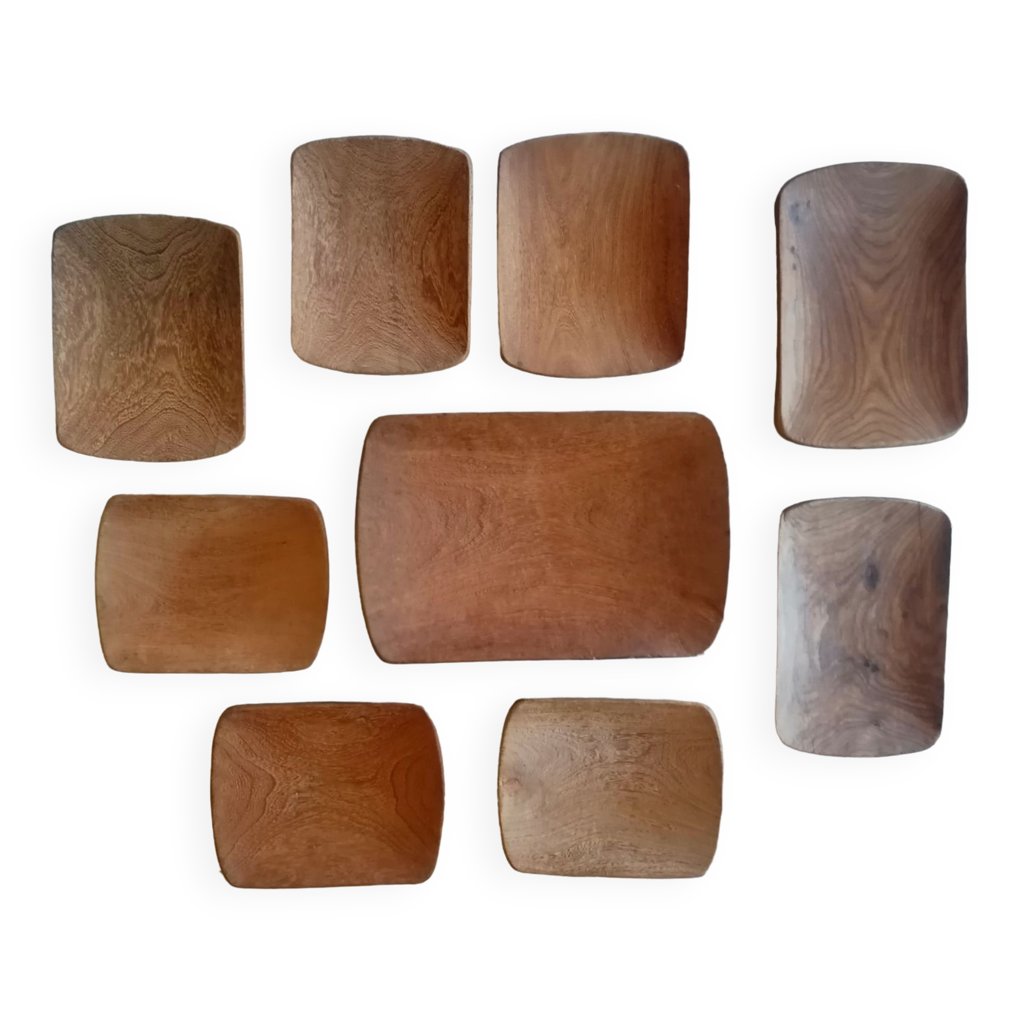 Ensemble assiettes et plat scandinave en bois massif vintage