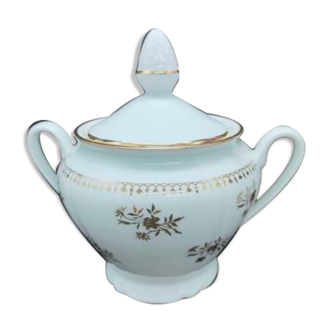 White French porcelain sugar bowl and golden flowers