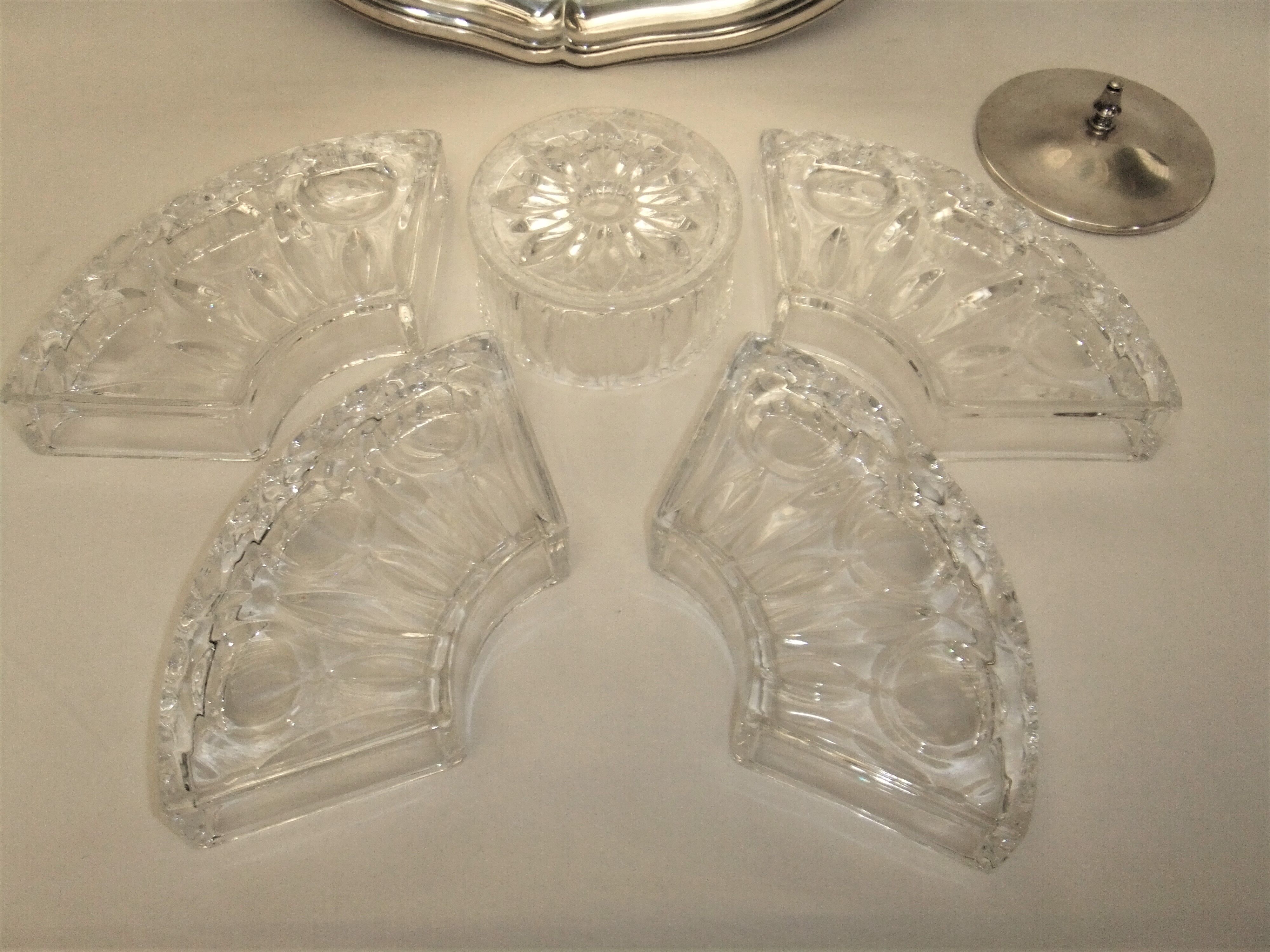 Table service silver metal crystal art deco top