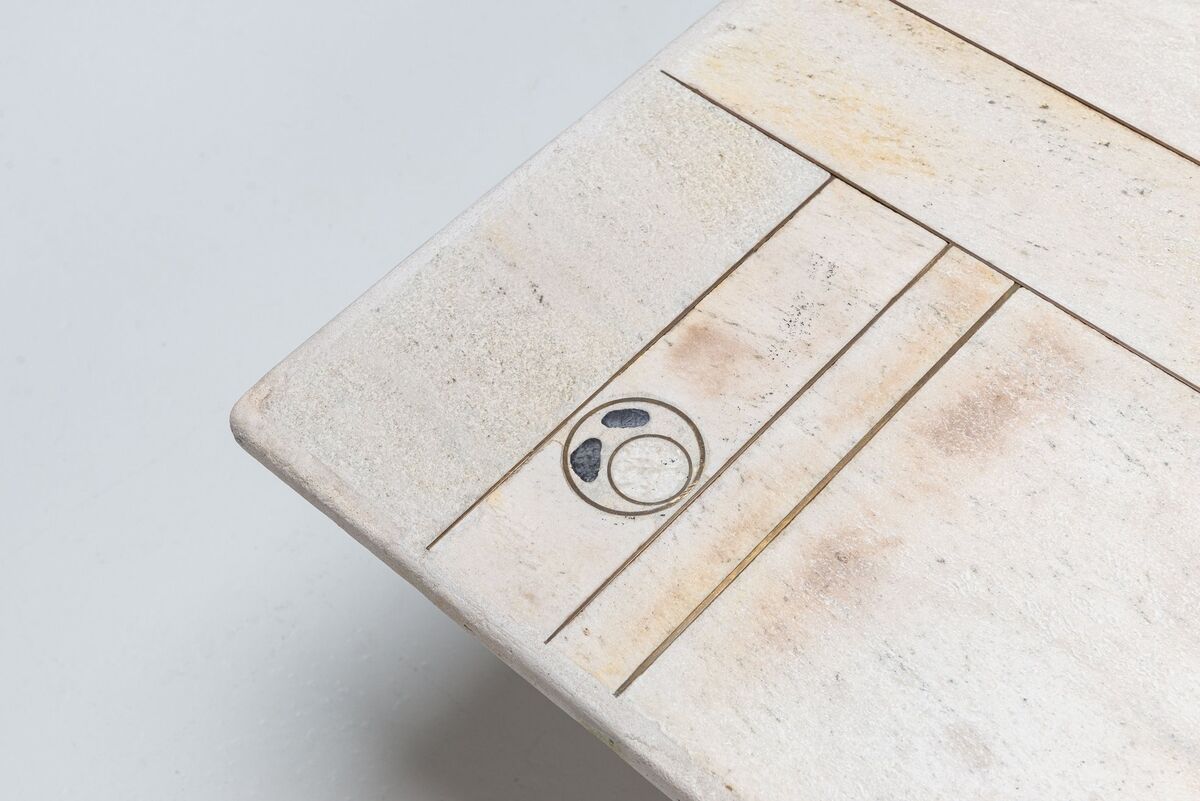 Brutalist white square coffee table artwork The Netherlands 1970