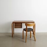 Early Vintage Finnish Mid Century Alvar Aalto Wooden Desk & Chair, 1940s