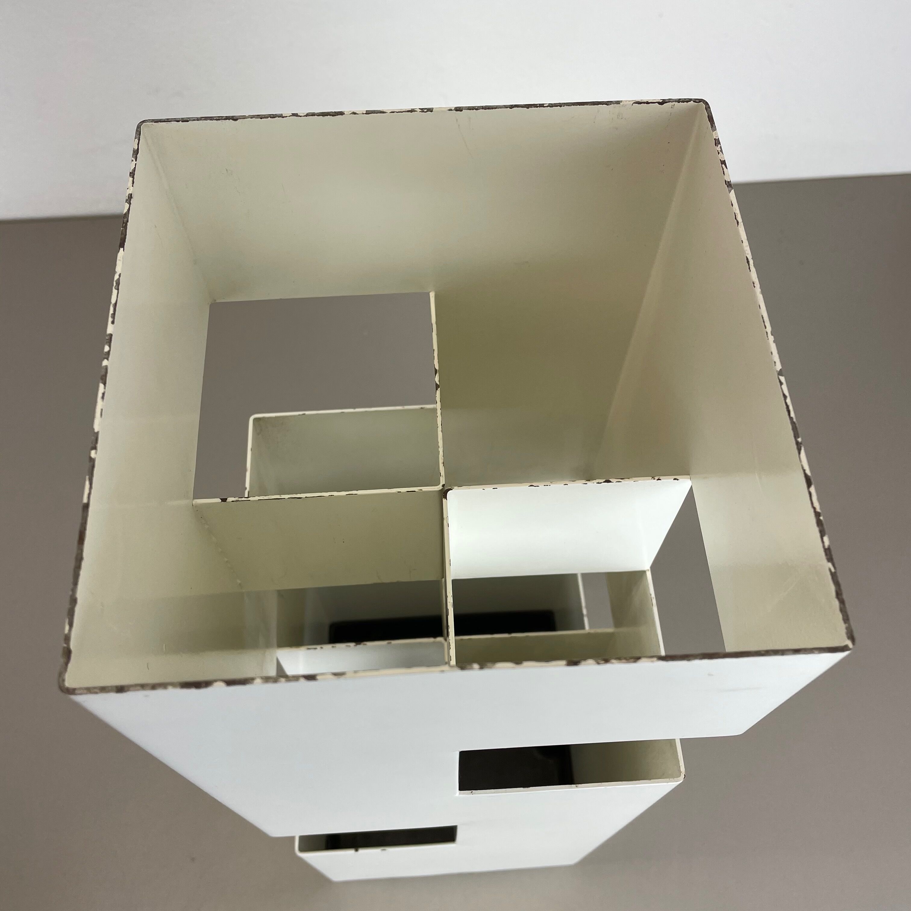 Original Modernist Cubic Pop Art Metal Umbrella Stand, France, 1970s