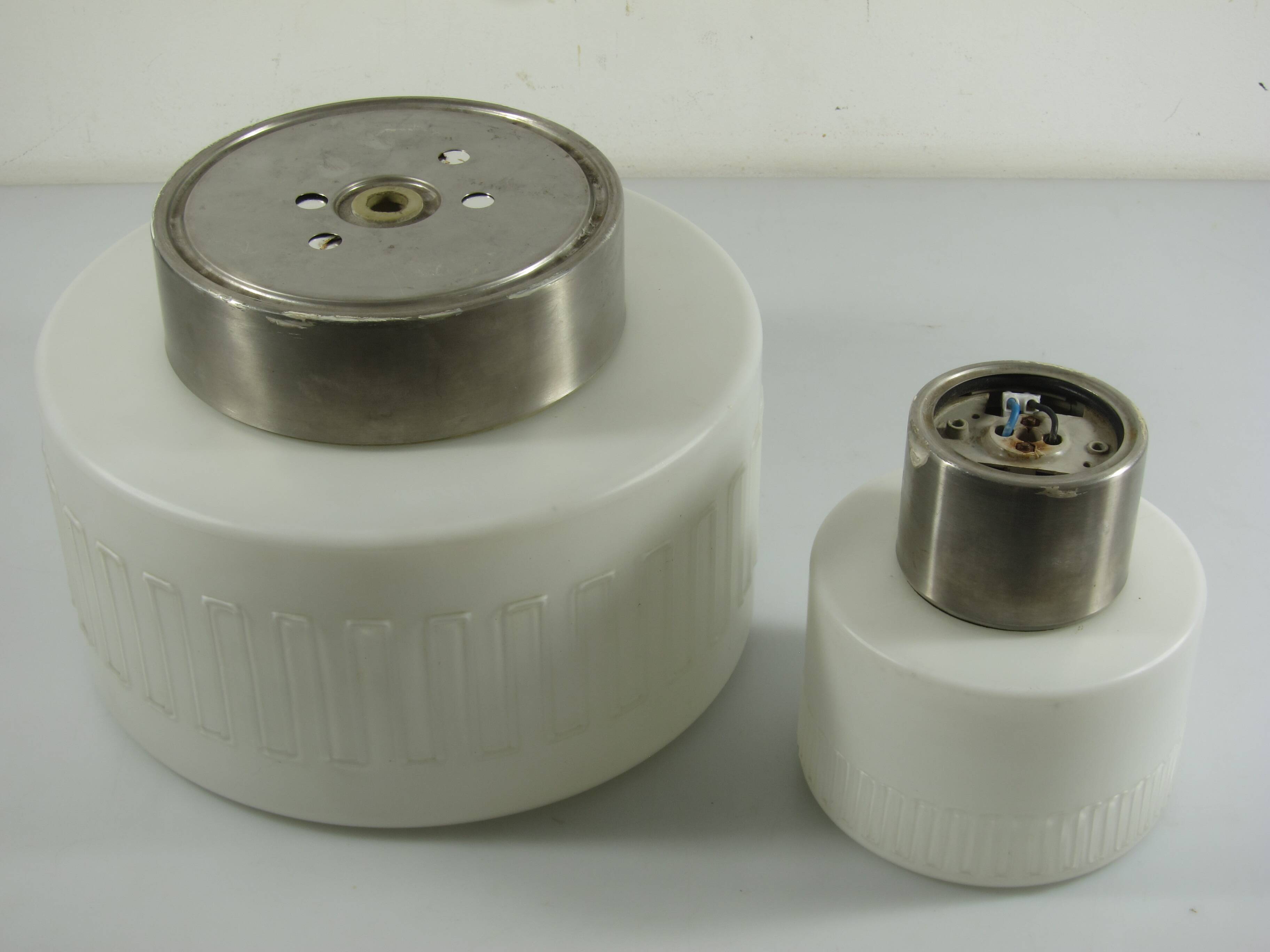 Set of Two 1930s German Art Deco Ceiling Lights, Wila Leuchten, Opal Glass