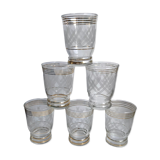 Set of 6 engraved cups and golden spirals 50-60s