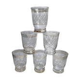 Lot de 6 gobelets gravés et spirales dorées années 50-60