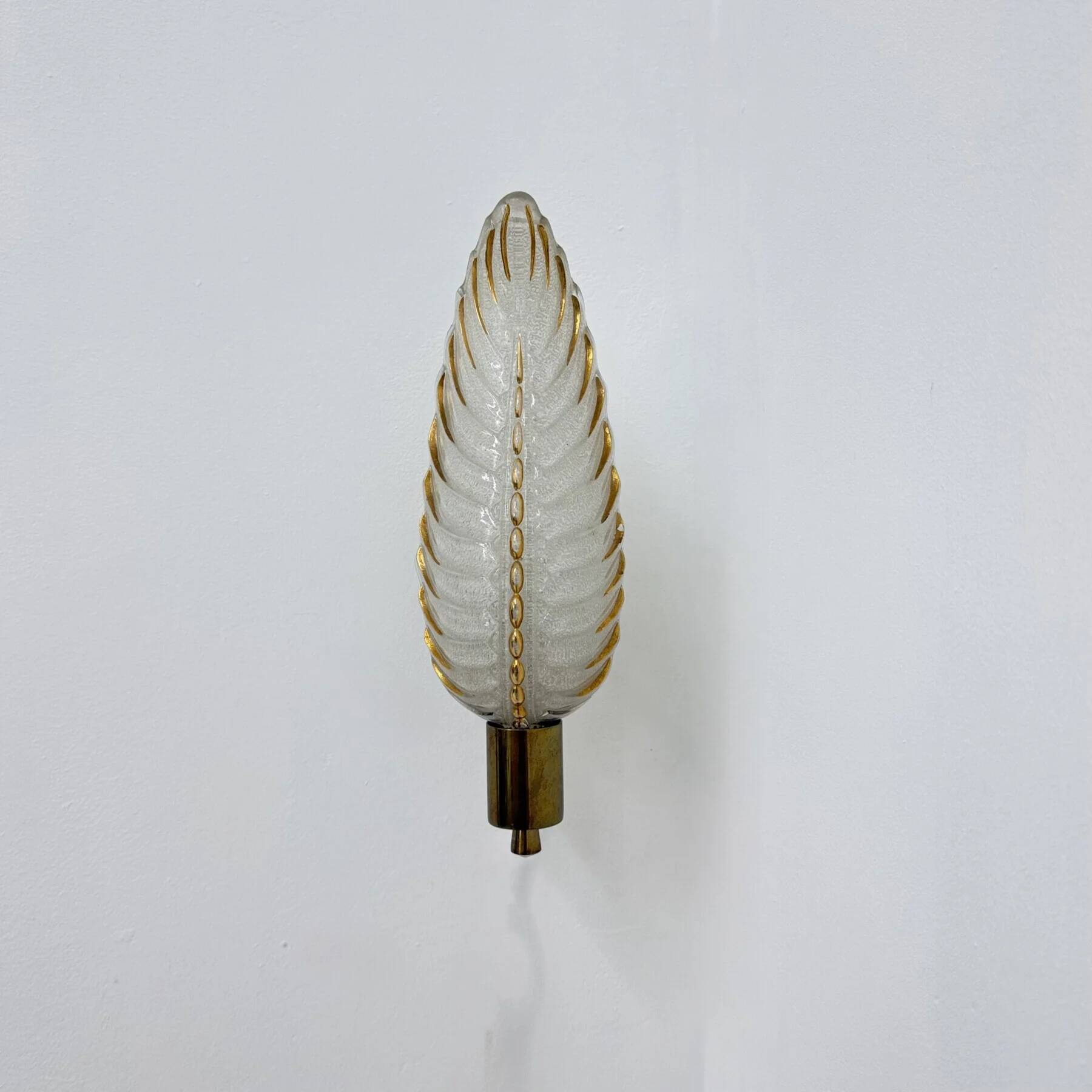Art Deco brass and glass sconce by Ezan, France, 1940s