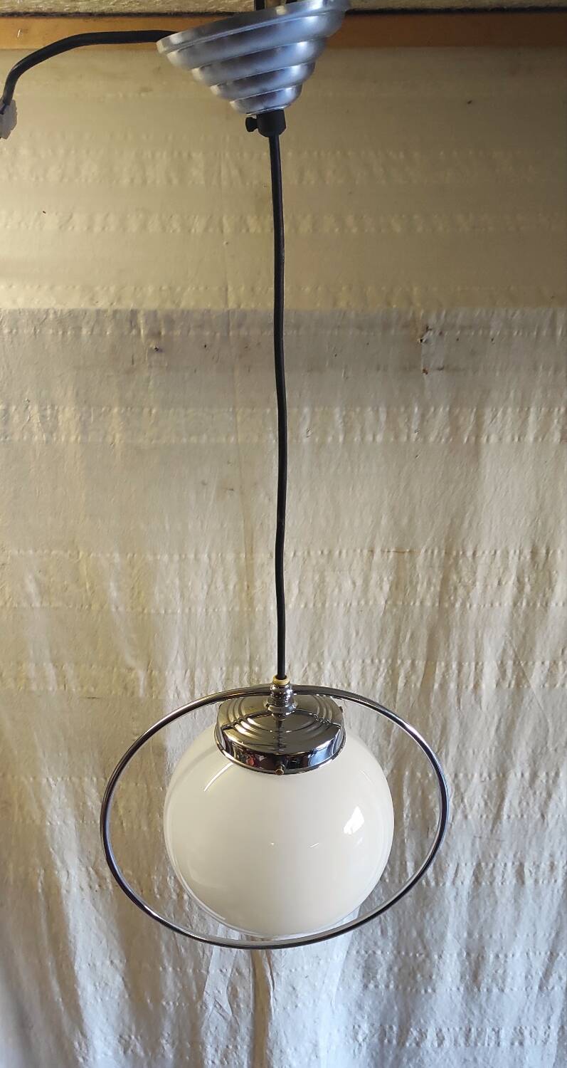 Art Deco opaline globe pendant - mid 20th century