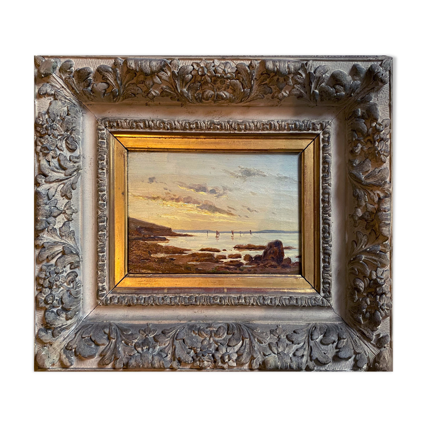 Painting "Bay in Brittany, Trezguen" Felix Choisnard 1846 / 1924 Impressionist