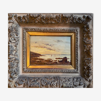Painting "Bay in Brittany, Trezguen" Felix Choisnard 1846 / 1924 Impressionist