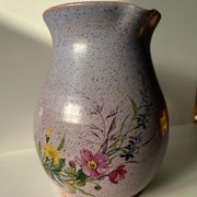 Vintage purple carafe with field flower patterns H:20cm