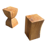 Pair of wooden end tables / stools