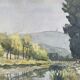 Painting "edge of the ouche" (côte d'or) jean-francois devaliere (1926-2021)