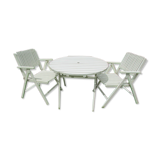 Table and 2 folding garden chairs