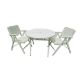 Table and 2 folding garden chairs