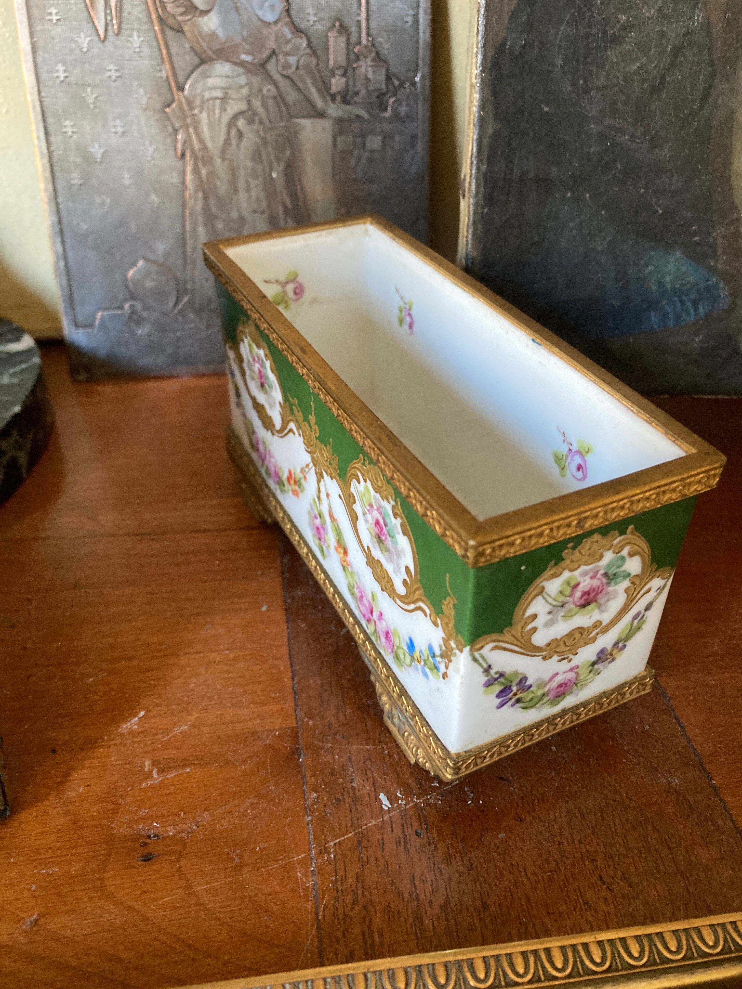 Vase flower garden center table bronze and porcelain of sevres