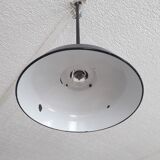 Industrial hanging lamp in black and white enamelled sheet 1950