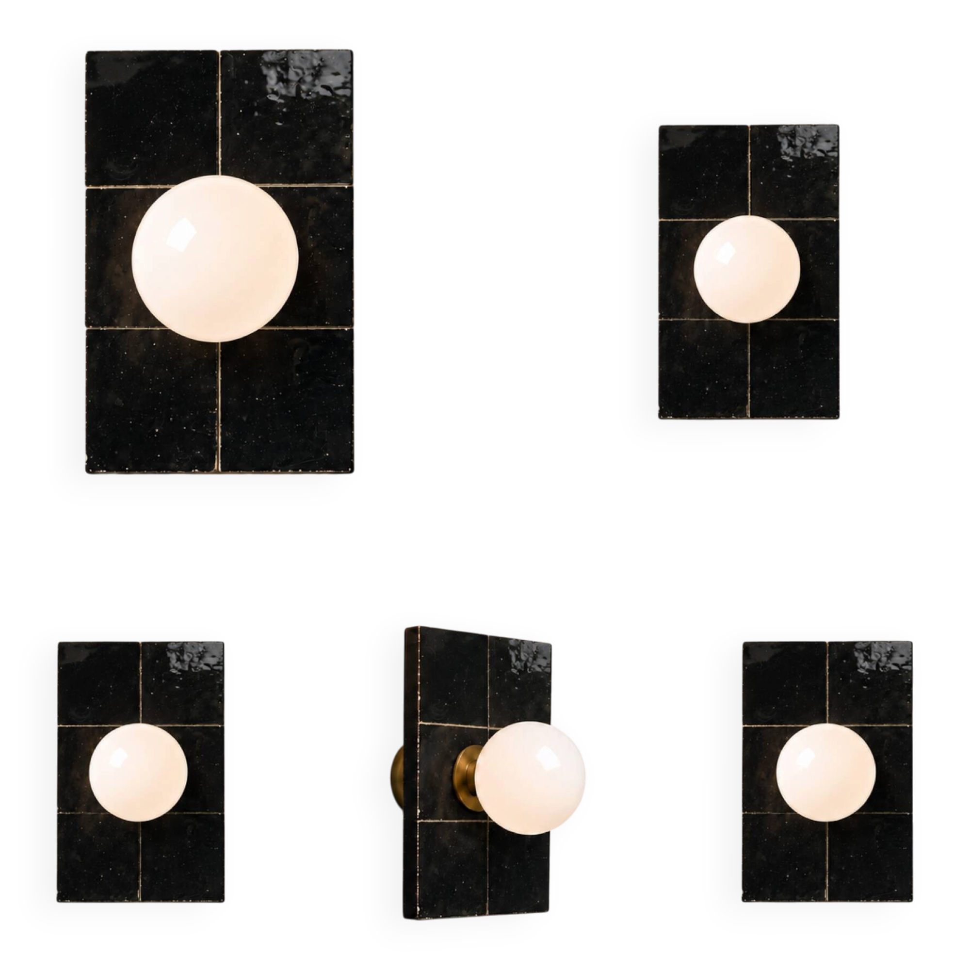 Black zellige wall light
