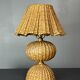 Midcentury rattan wicker mushroom table lamp, 1950s