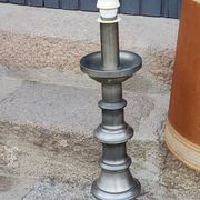 Pair of 70s Kaiser Leuchten lamps in brushed metal with original shades