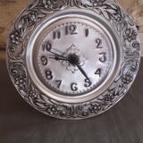 Repelled pewter wall clock floral decoration