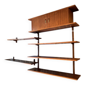 Bibliothèque scandinave en teck murale 1,8 m x 1,1 m
