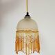 Polished glass and wooden bead pendant light