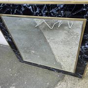 Mirror in brass and white veined black marble from the 70s