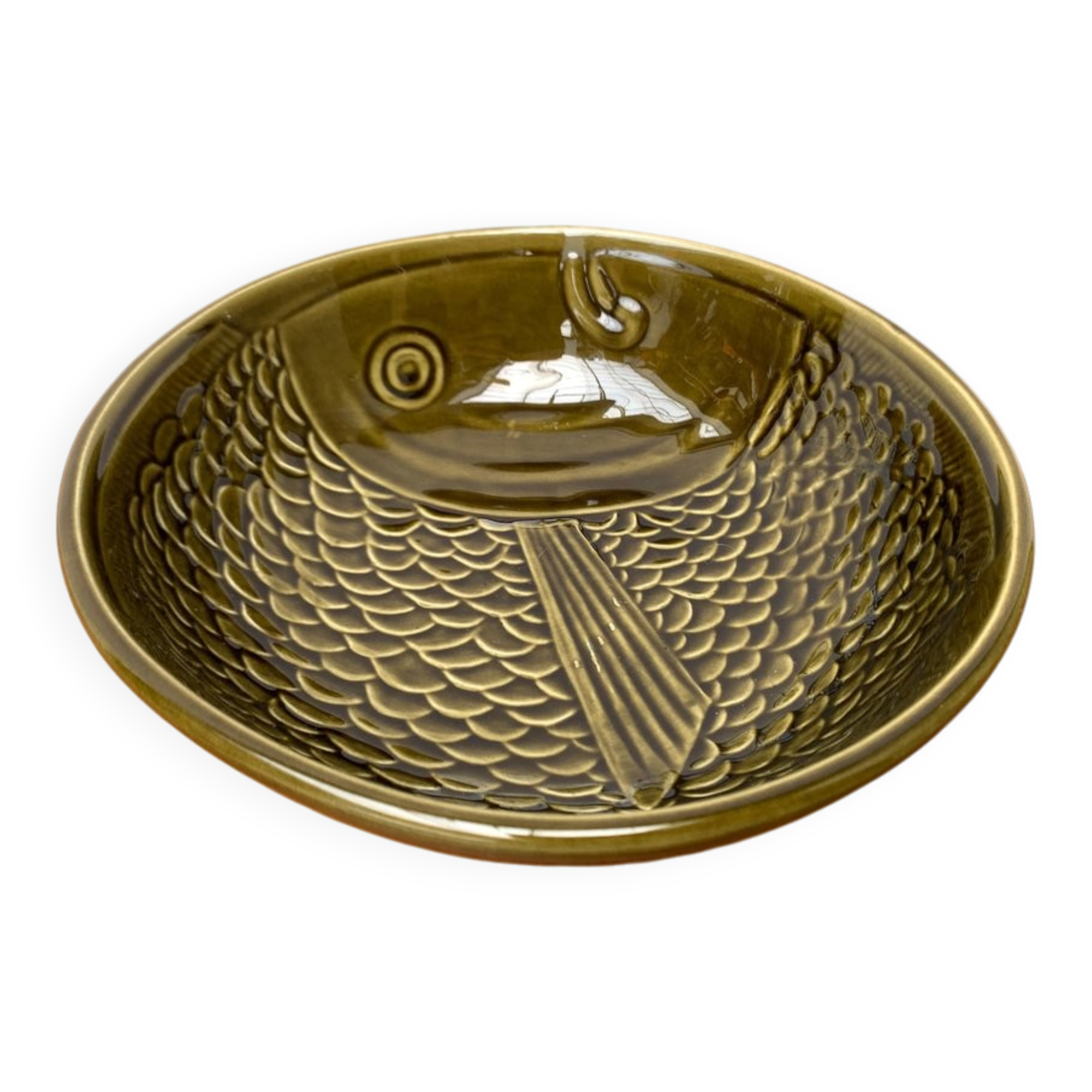 Vintage ceramic bowl with fish pattern by Secla, 1970s.