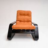 Reupholstered cognac coloured lounge chair, 1960s