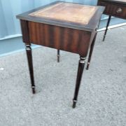 Pair of bedside tables side tables old leather top style louis xvi