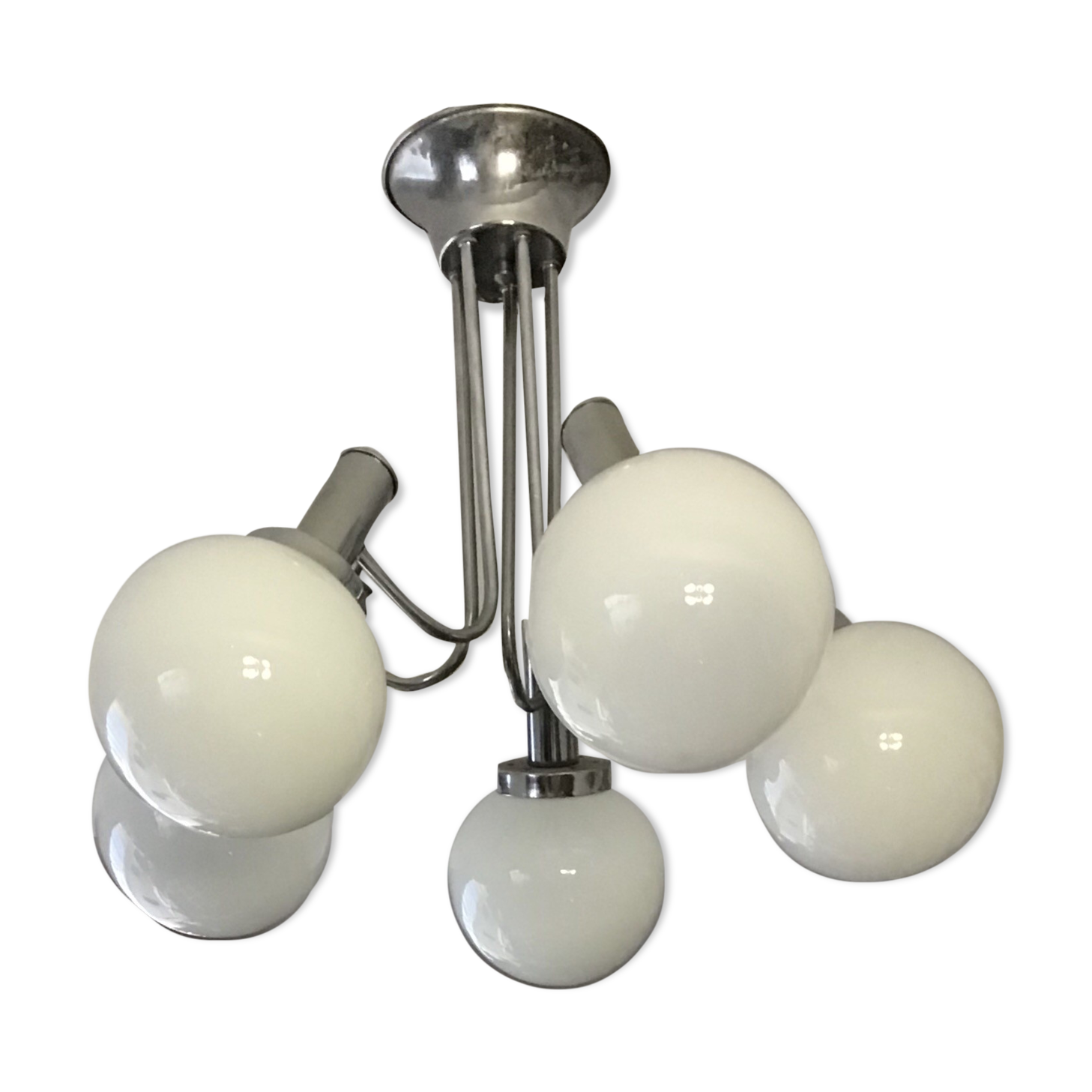 5-ball chrome chandelier 70-80s