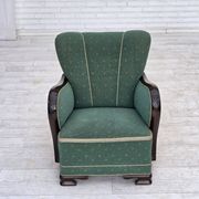 1960s, Danish armchair, green and beige furniture wool.
