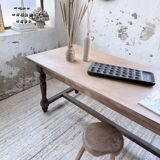 Farm table with turned legs, made of pine and birch, 180cm.