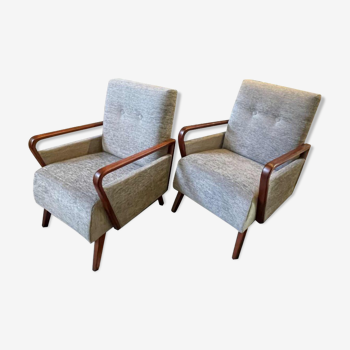 Pair of fully restored vintage armchairs, Czech Design, ca 1950