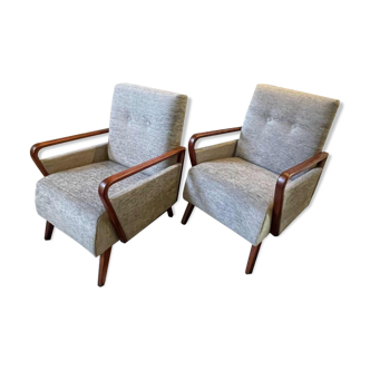 Pair of fully restored vintage armchairs, Czech Design, ca 1950