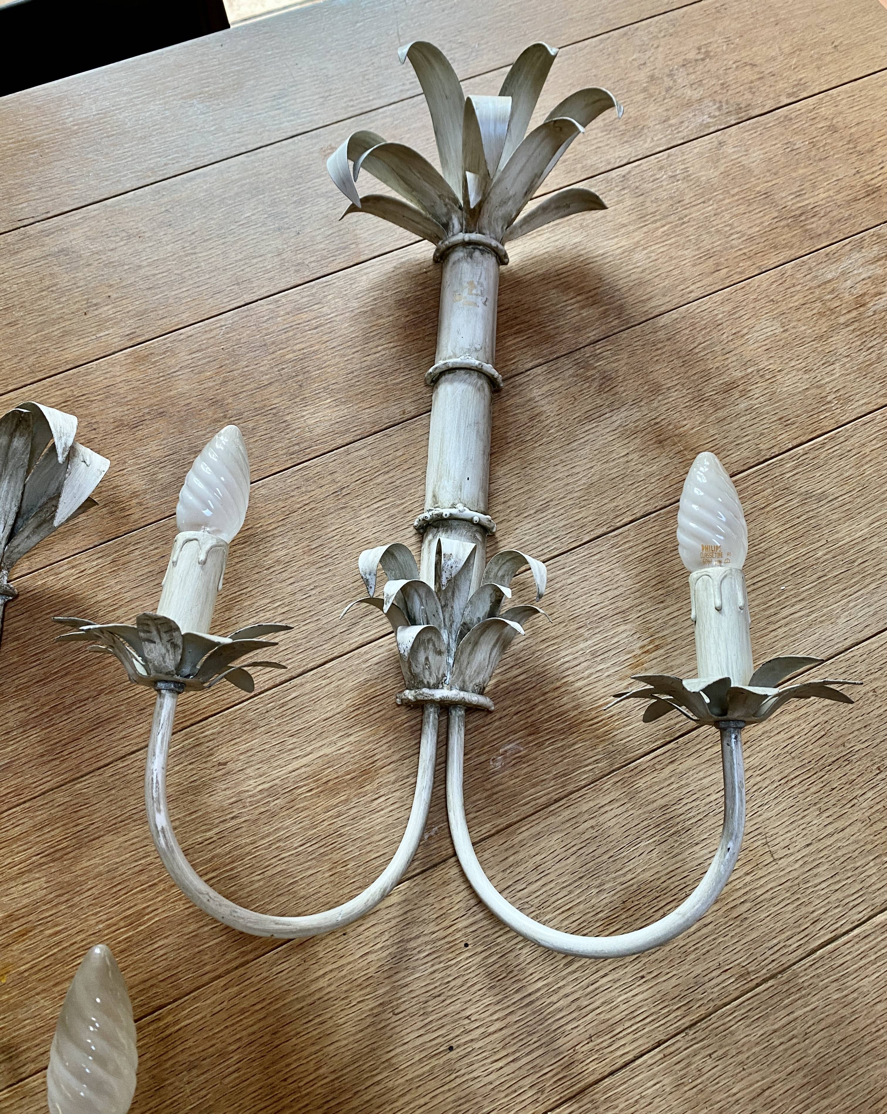 Pair of Vintage Lacquered Sheet Metal Wall Lights -