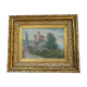 Oil painting Landscape village and castle ruins by J. Bénezet, 1904 60 x 49 cm